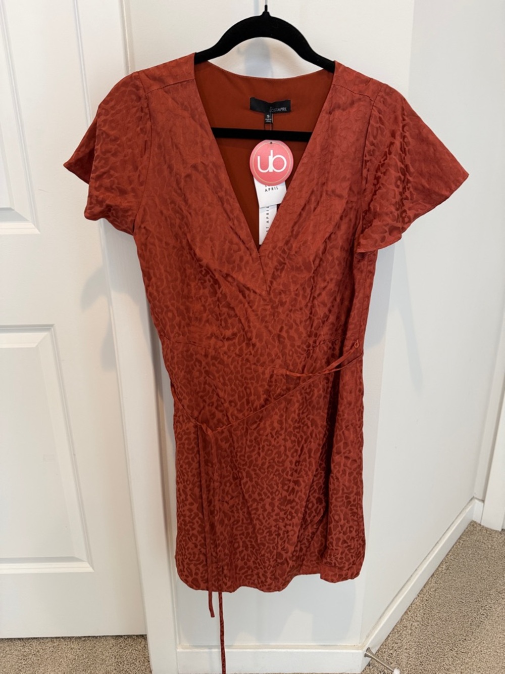Joie Rust Wrap Dress with Subtle Leopard Texture
